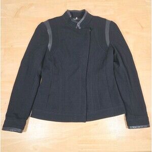 Elie Tahari Moto Jacket Women's Sz XS Black Asymmetric Leather Trim